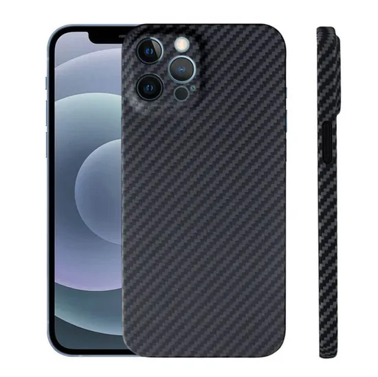 Kratzfeste, vollständige Linsenschutz-Kohlefaser-Handyhülle für iPhone 12